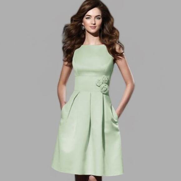 Dessy Collection Lime Green Dress | Size 10 - Picture 5 of 8